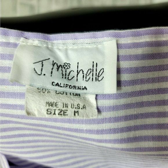 Vintage 90s J. Michelle Size M Purple White Striped Pregnancy Maternity Romper‎ - Picture 7 of 8
